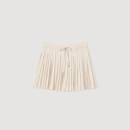 Sandro Rhinestone striped pleated skirt Khaki / Pink