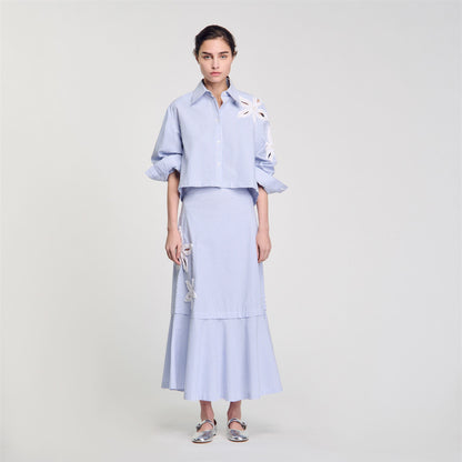 Sandro Maxi striped skirt Sky Blue