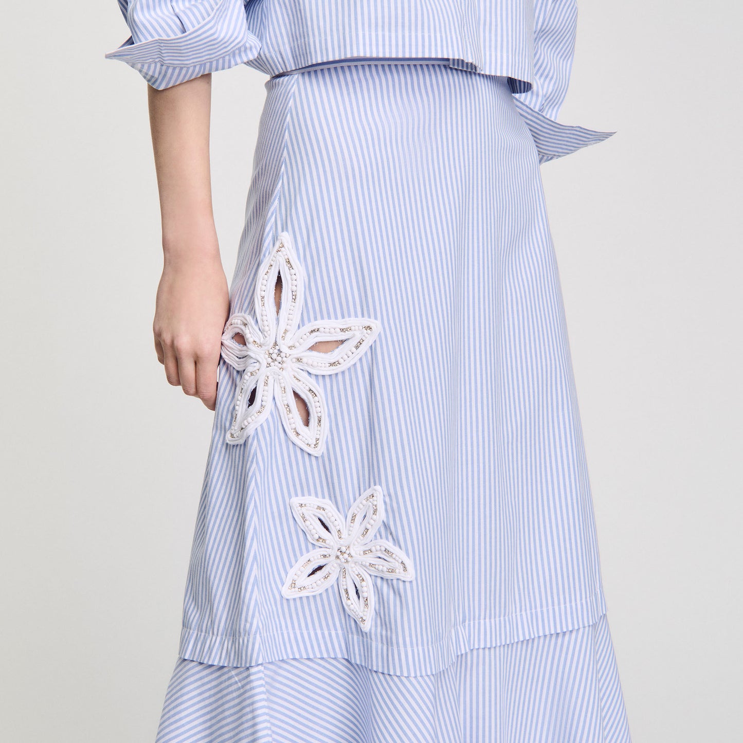 Sandro Maxi striped skirt Sky Blue