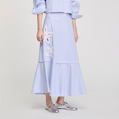 Sandro Maxi striped skirt Sky Blue
