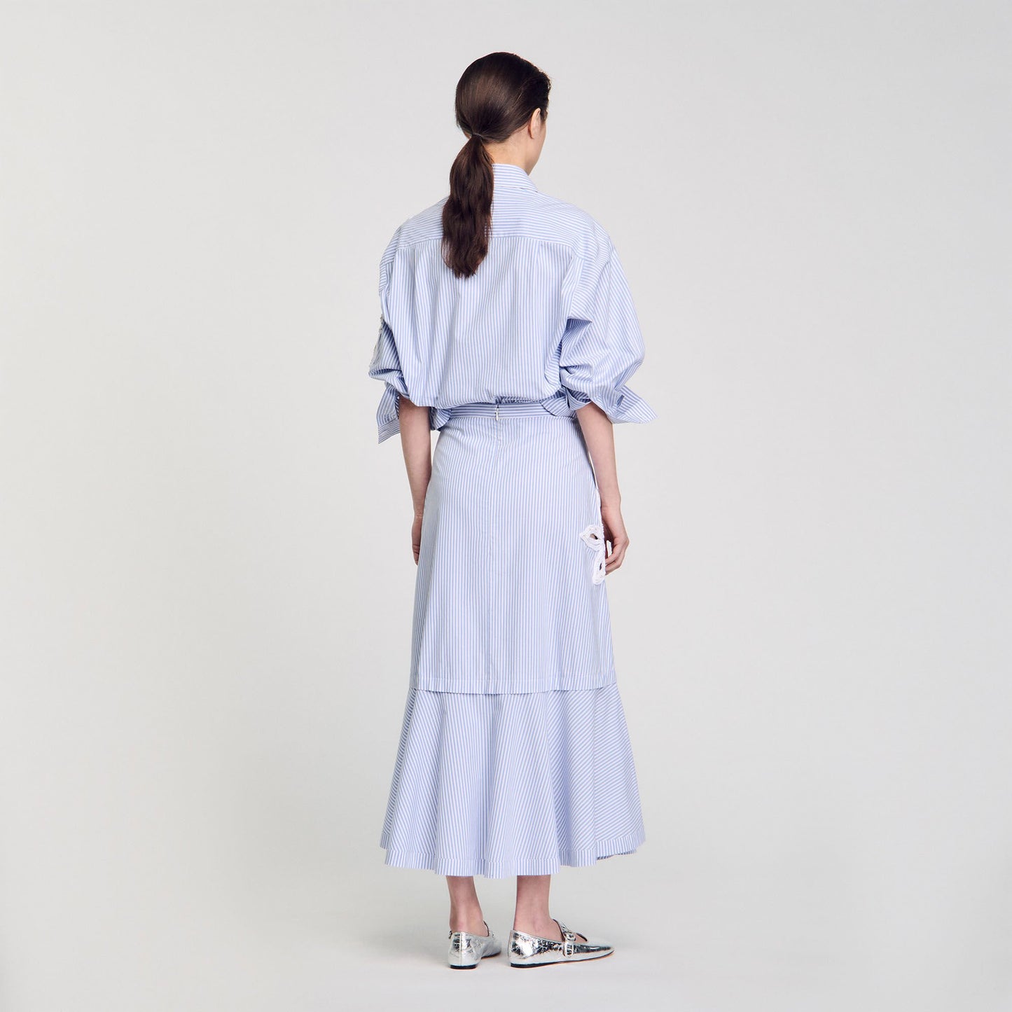 Sandro Maxi striped skirt Sky Blue