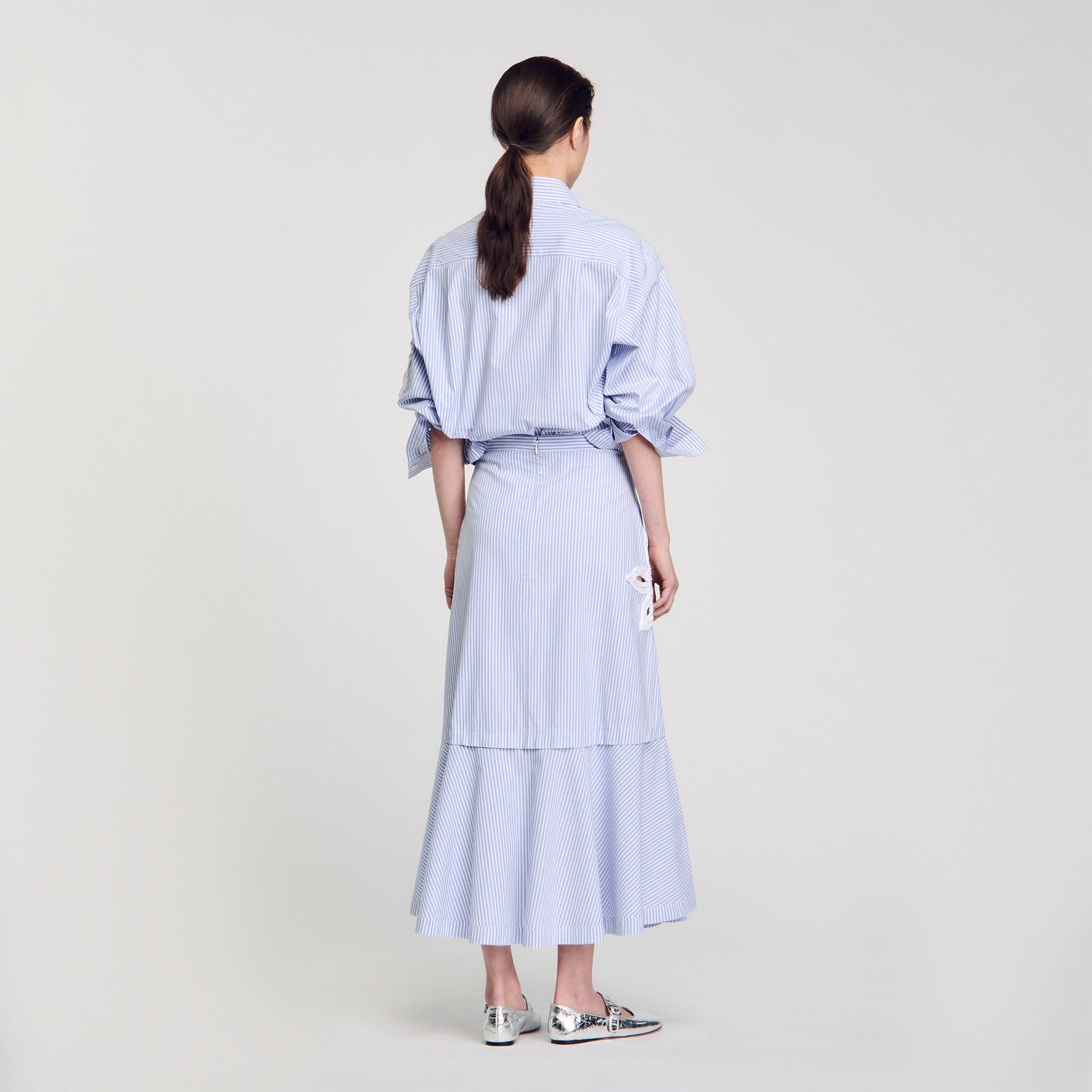 Sandro Maxi striped skirt Sky Blue