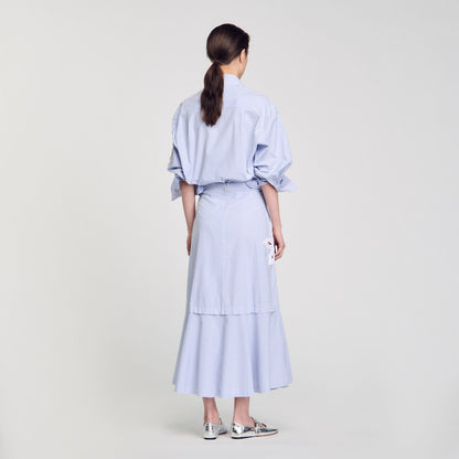 Sandro Maxi striped skirt Sky Blue
