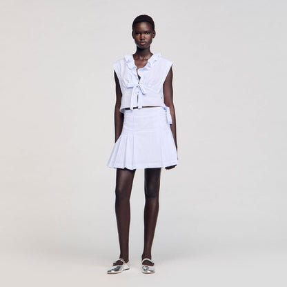 Sandro Mini striped skirt Ciel / Blanc