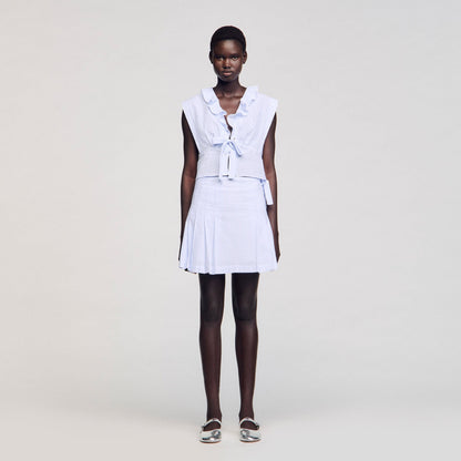 Sandro Mini striped skirt Ciel / Blanc
