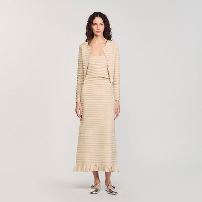 Sandro Rhinestone knit maxi skirt Beige