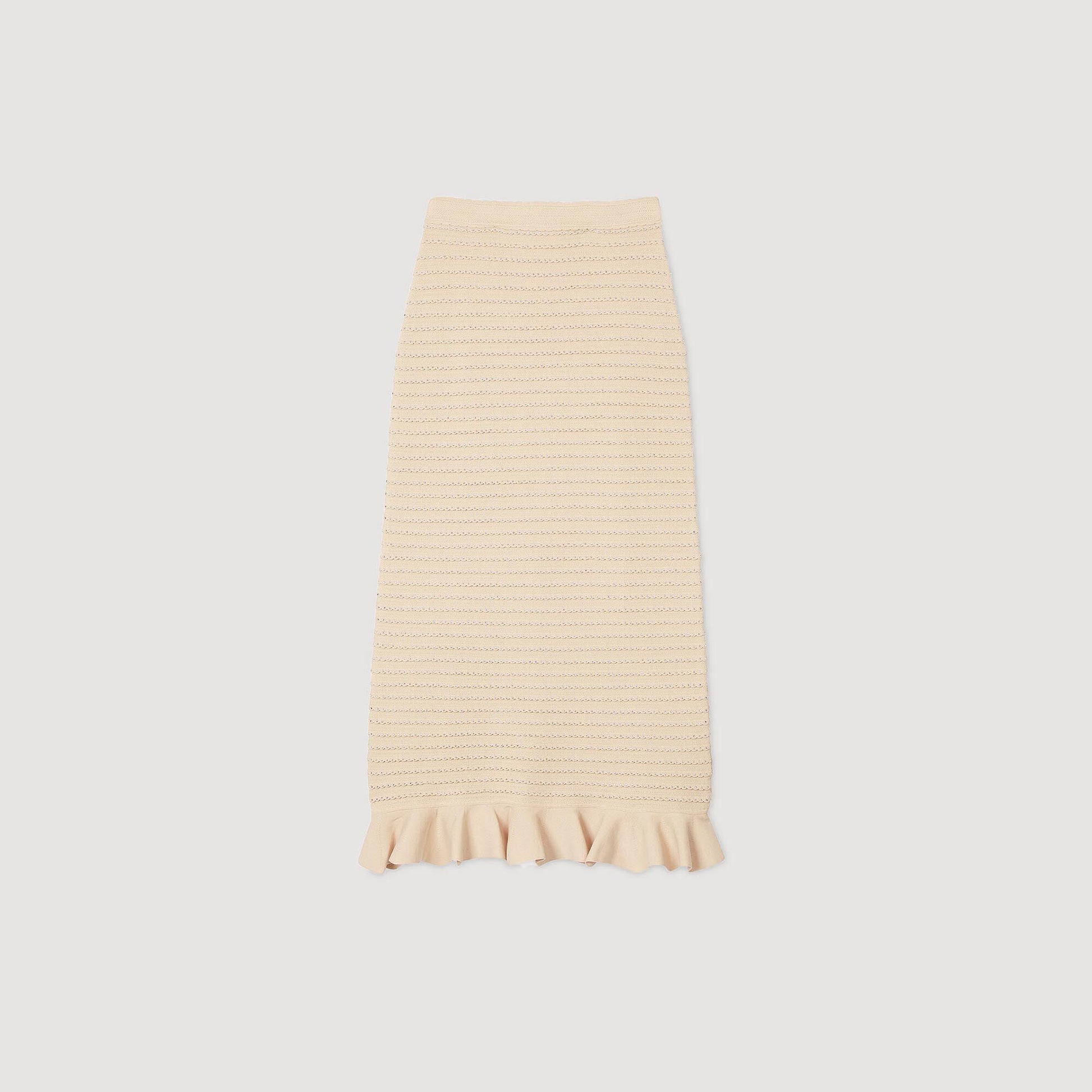 Sandro Rhinestone knit maxi skirt Beige