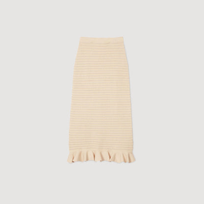 Sandro Rhinestone knit maxi skirt Beige