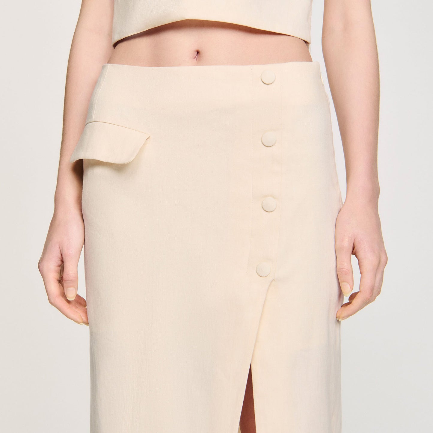 Sandro Maxi slit skirt Ecru