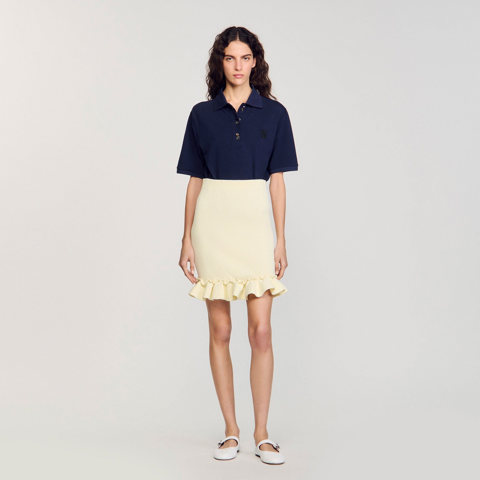 Sandro Knitted skirt with ruffle Light Yellow