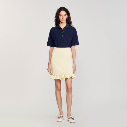 Sandro Knitted skirt with ruffle Light Yellow