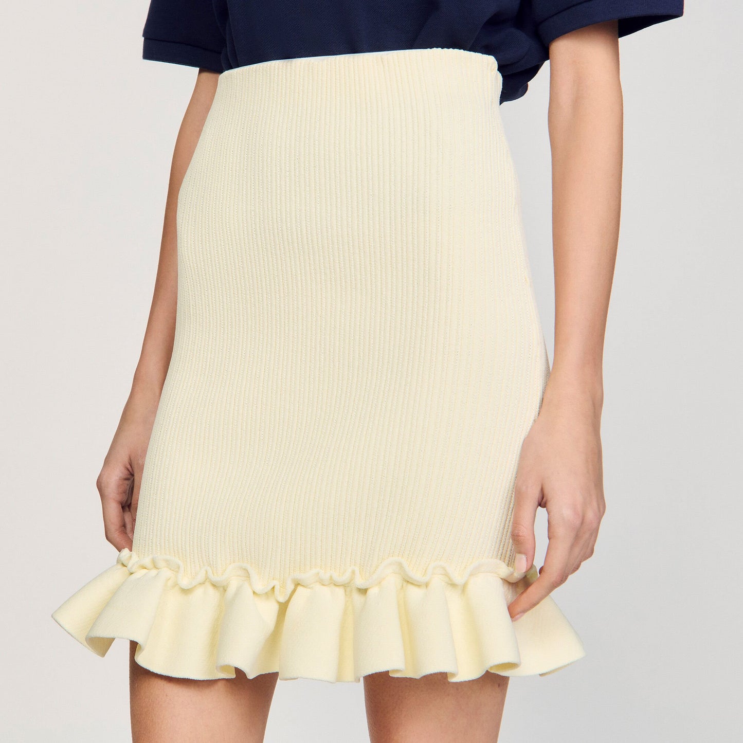 Sandro Knitted skirt with ruffle Light Yellow