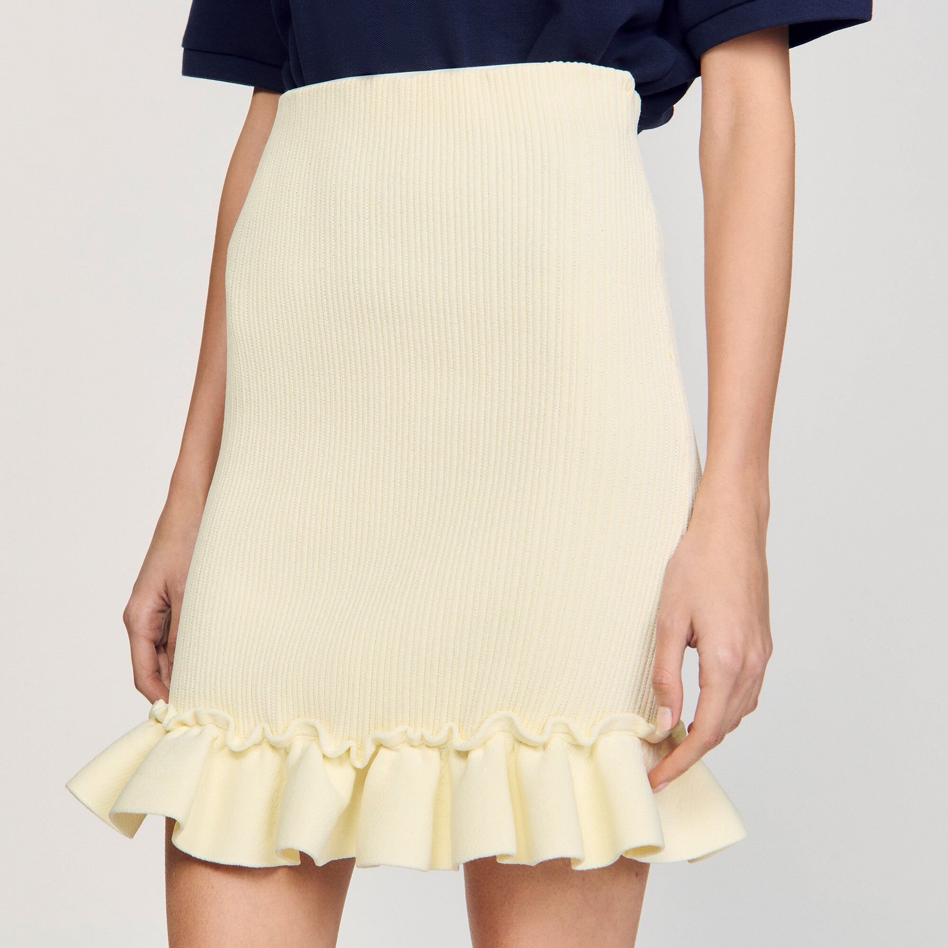 Sandro Knitted skirt with ruffle Light Yellow