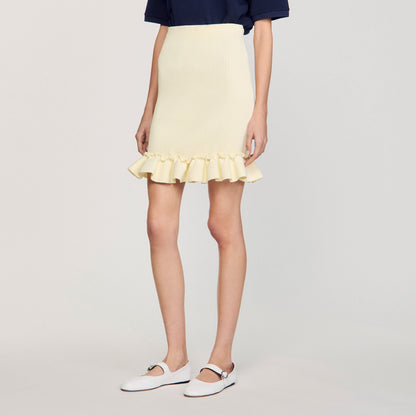 Sandro Knitted skirt with ruffle Light Yellow