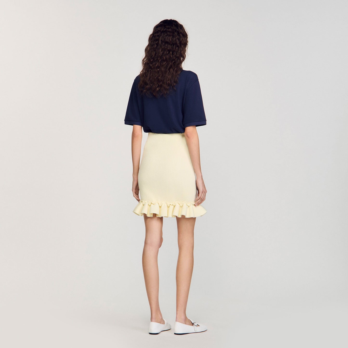 Sandro Knitted skirt with ruffle Light Yellow