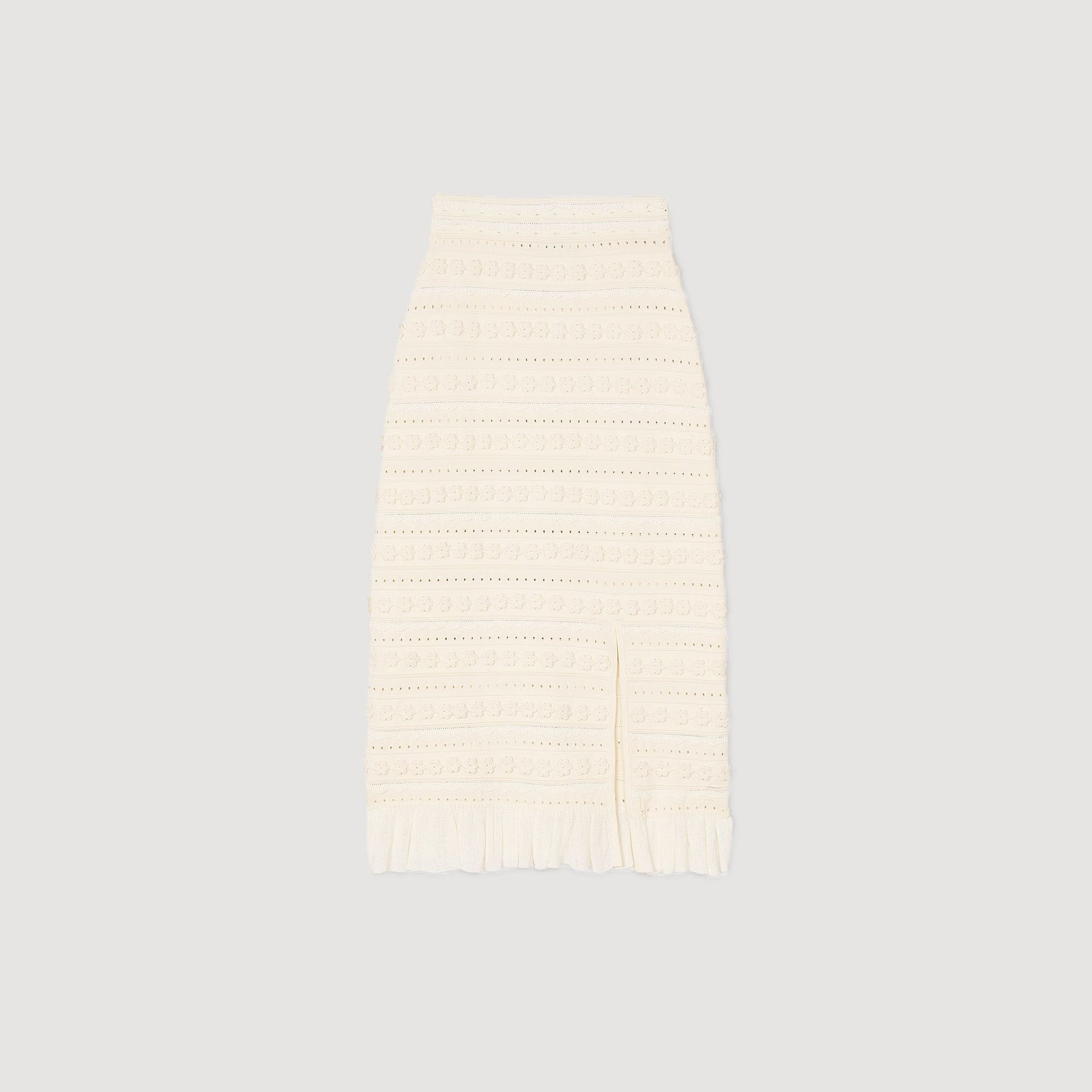 Sandro Maxi skirt with crochet detailing Ecru