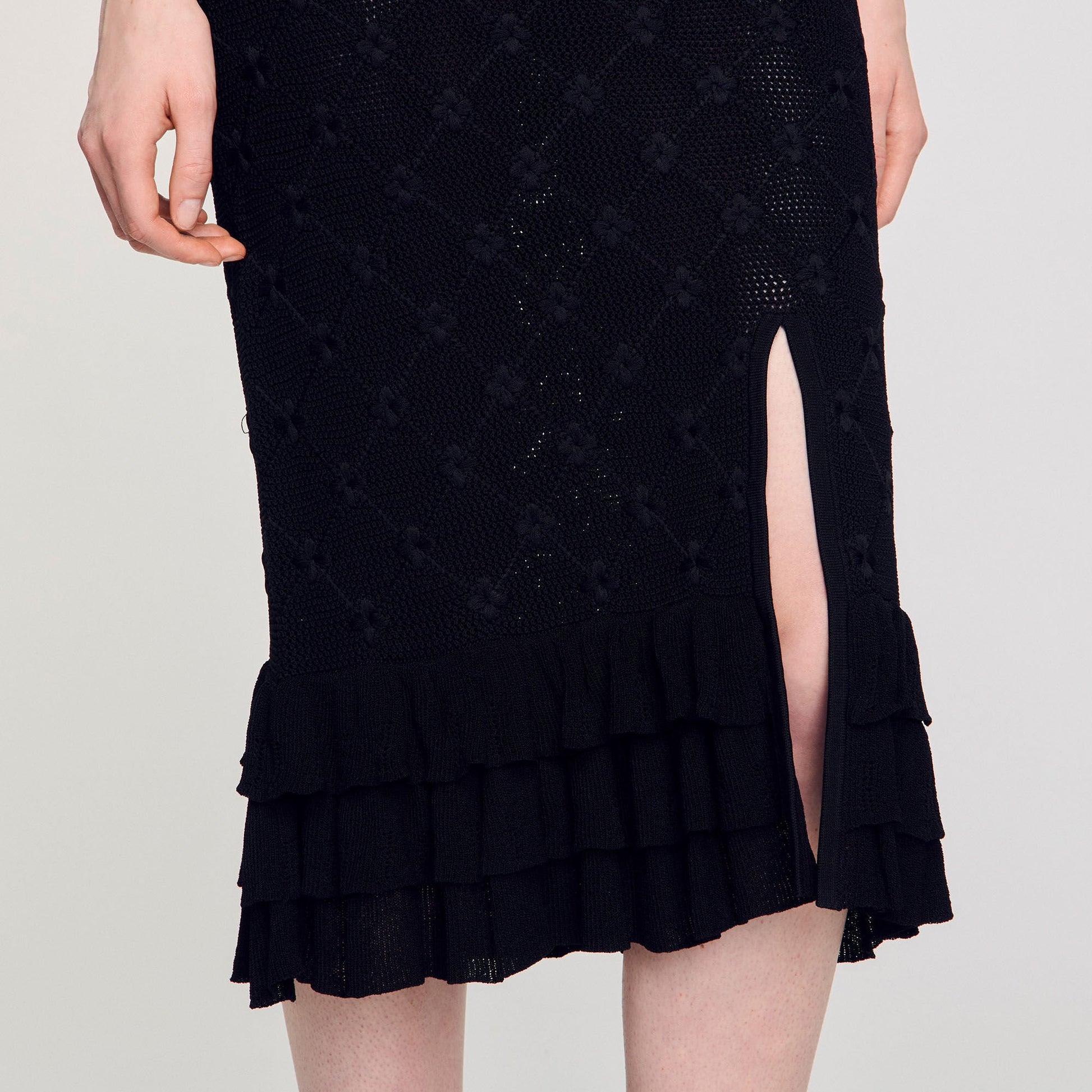 Sandro Knit midi skirt Black