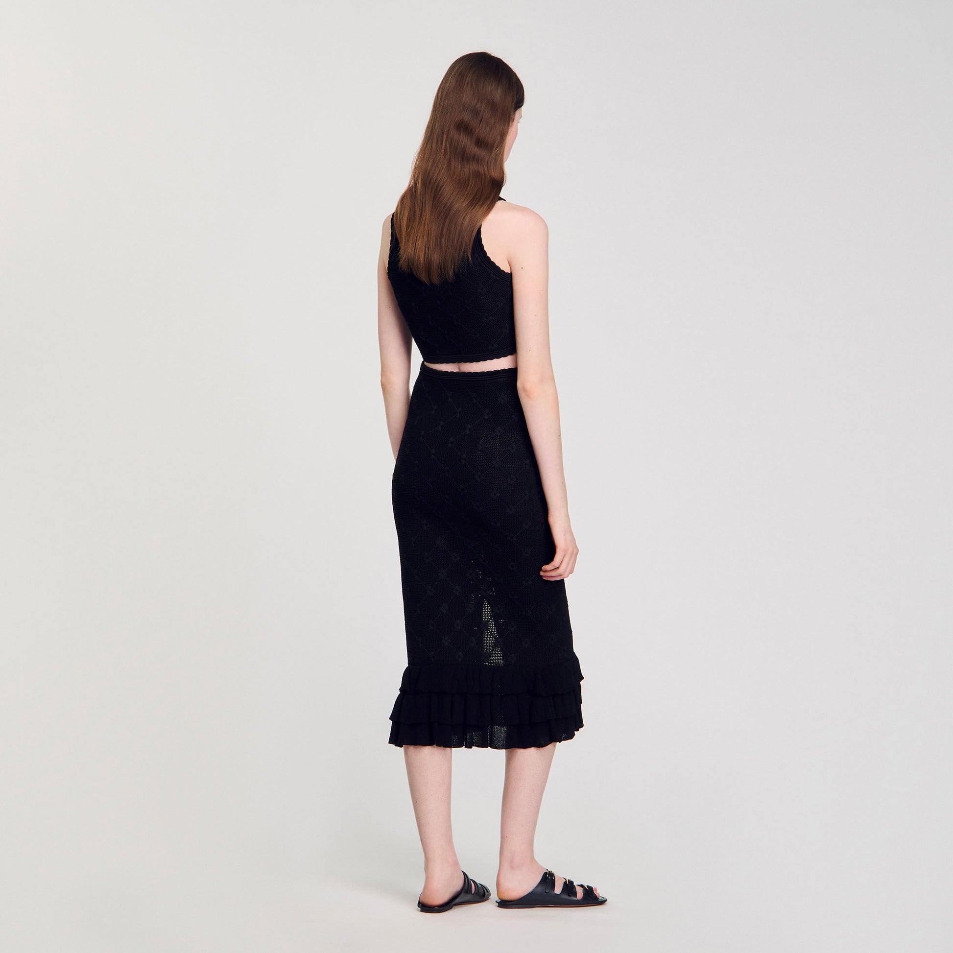 Sandro Knit midi skirt Black