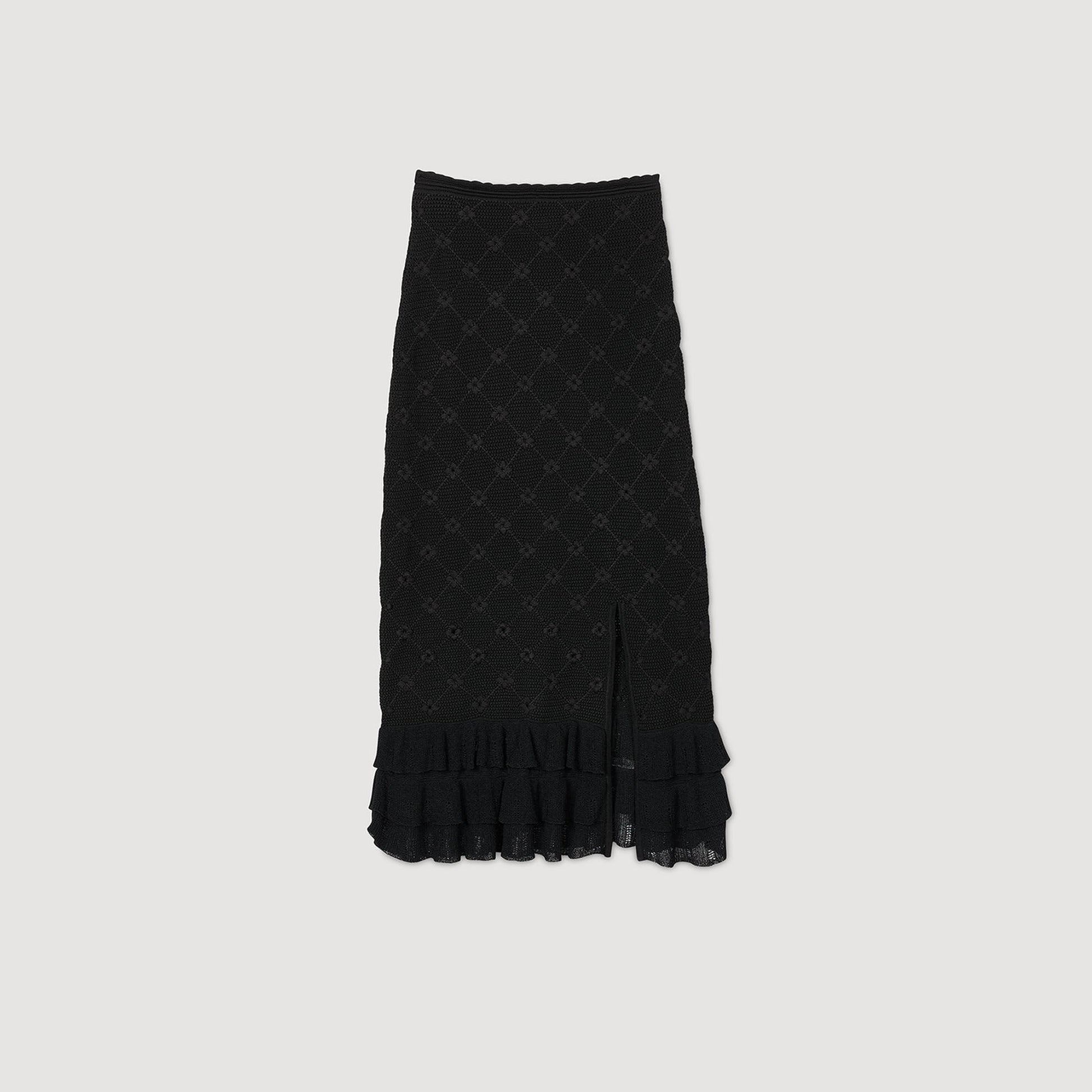 Sandro Knit midi skirt Black