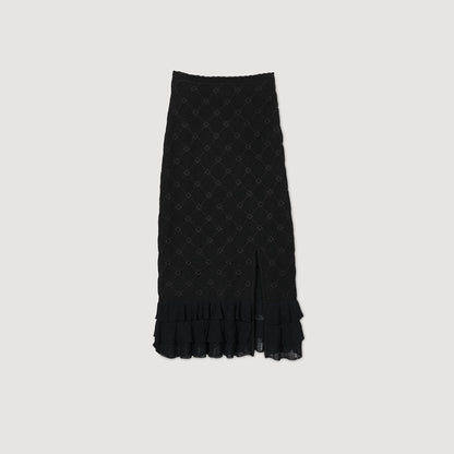 Sandro Knit midi skirt Black