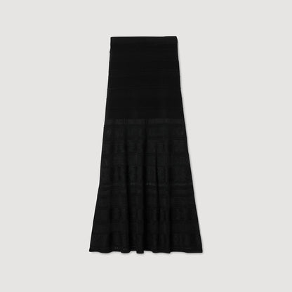 Sandro Maxi decorative knit skirt Black