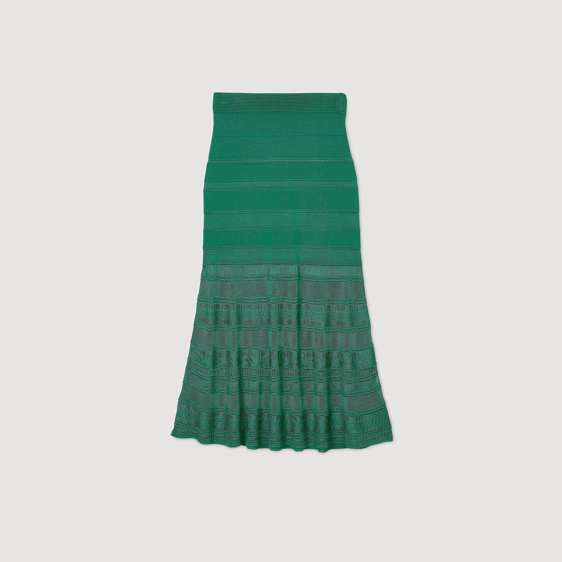 Sandro Maxi decorative knit skirt Emeuraude Green