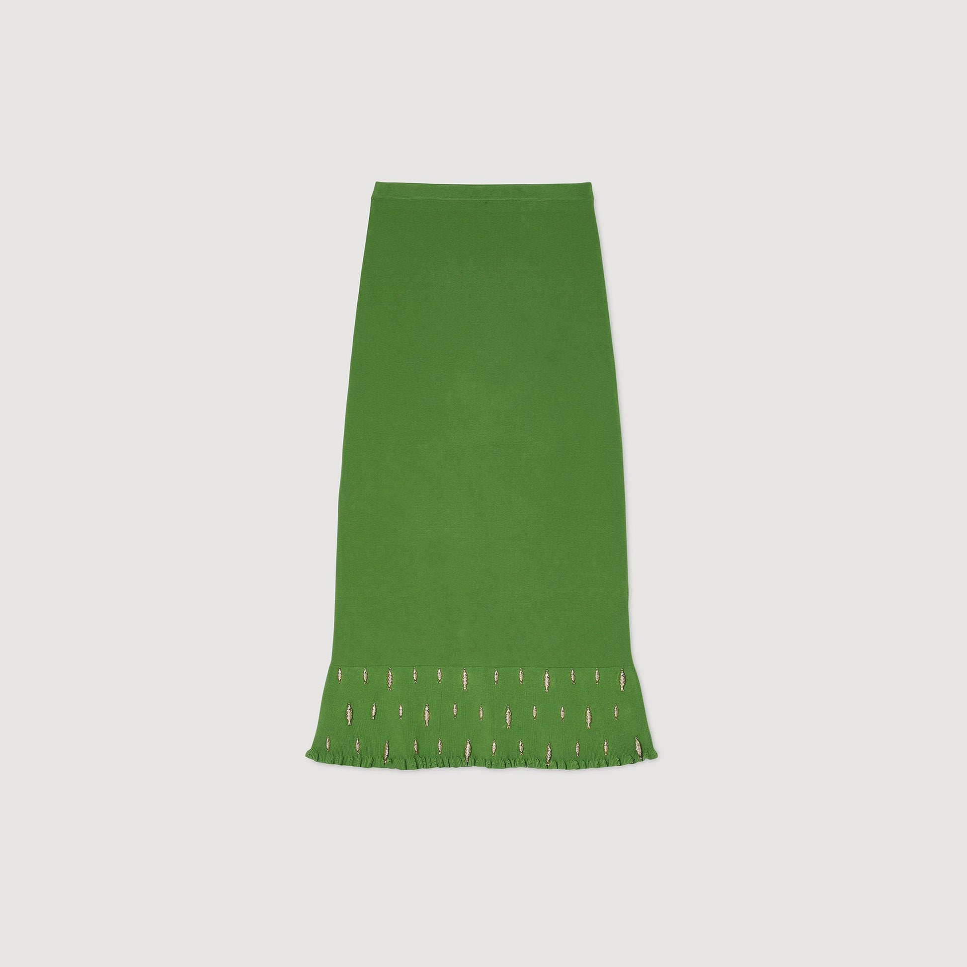 Sandro Maxi knit skirt with charms Green