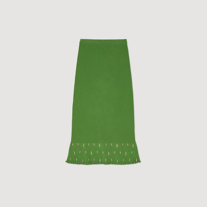 Sandro Maxi knit skirt with charms Green