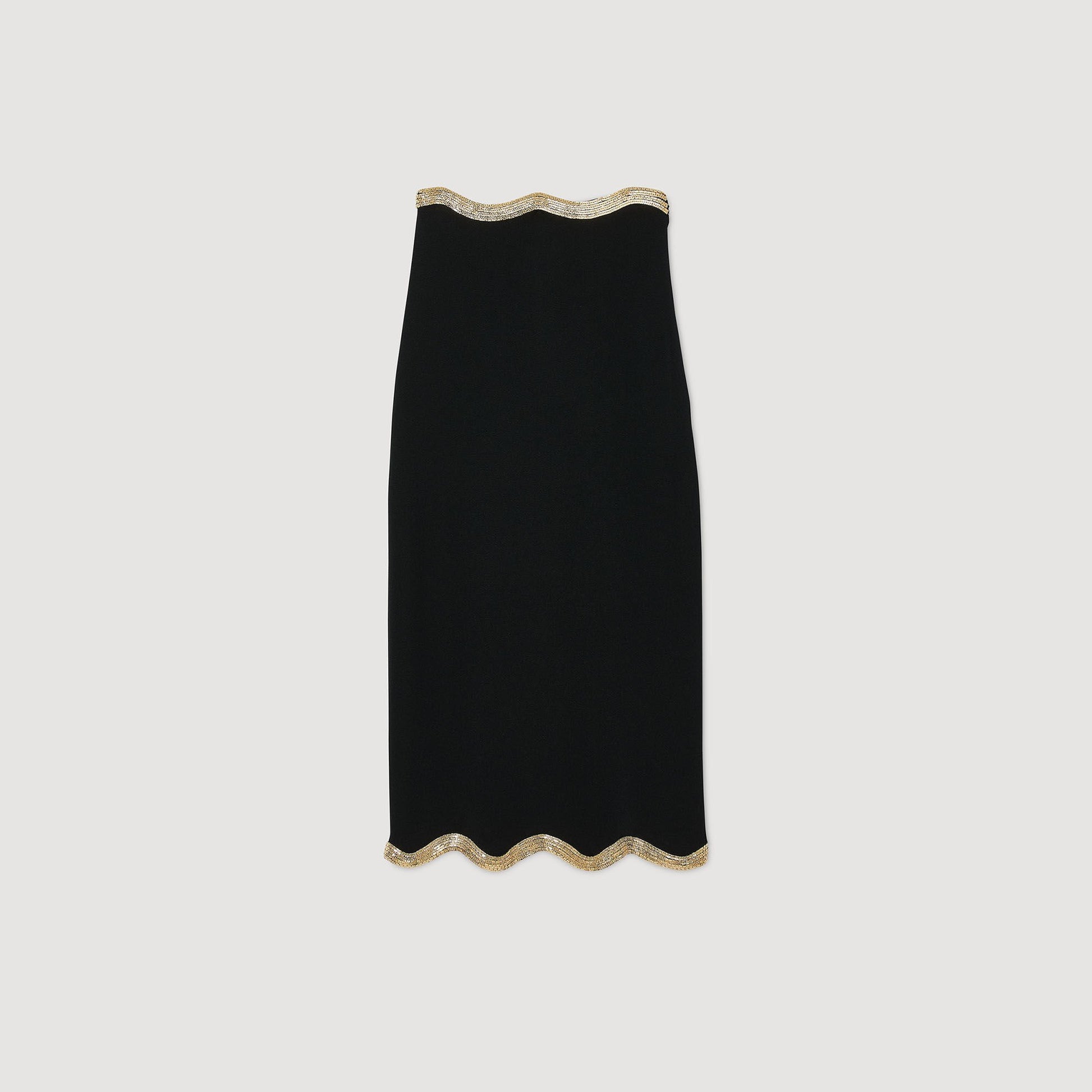 Sandro Maxi knitted skirt with chain detail Black