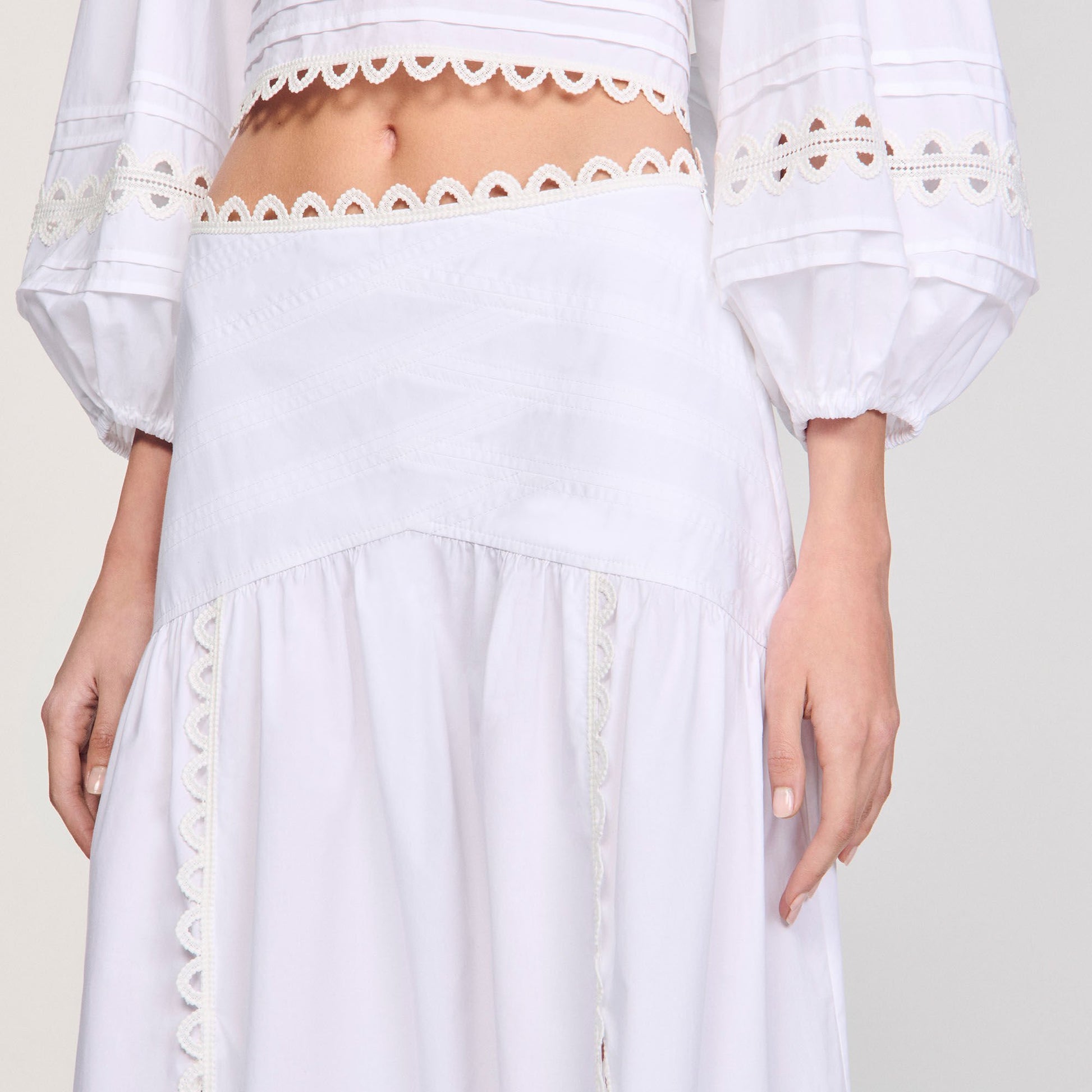 Sandro Maxi poplin skirt White