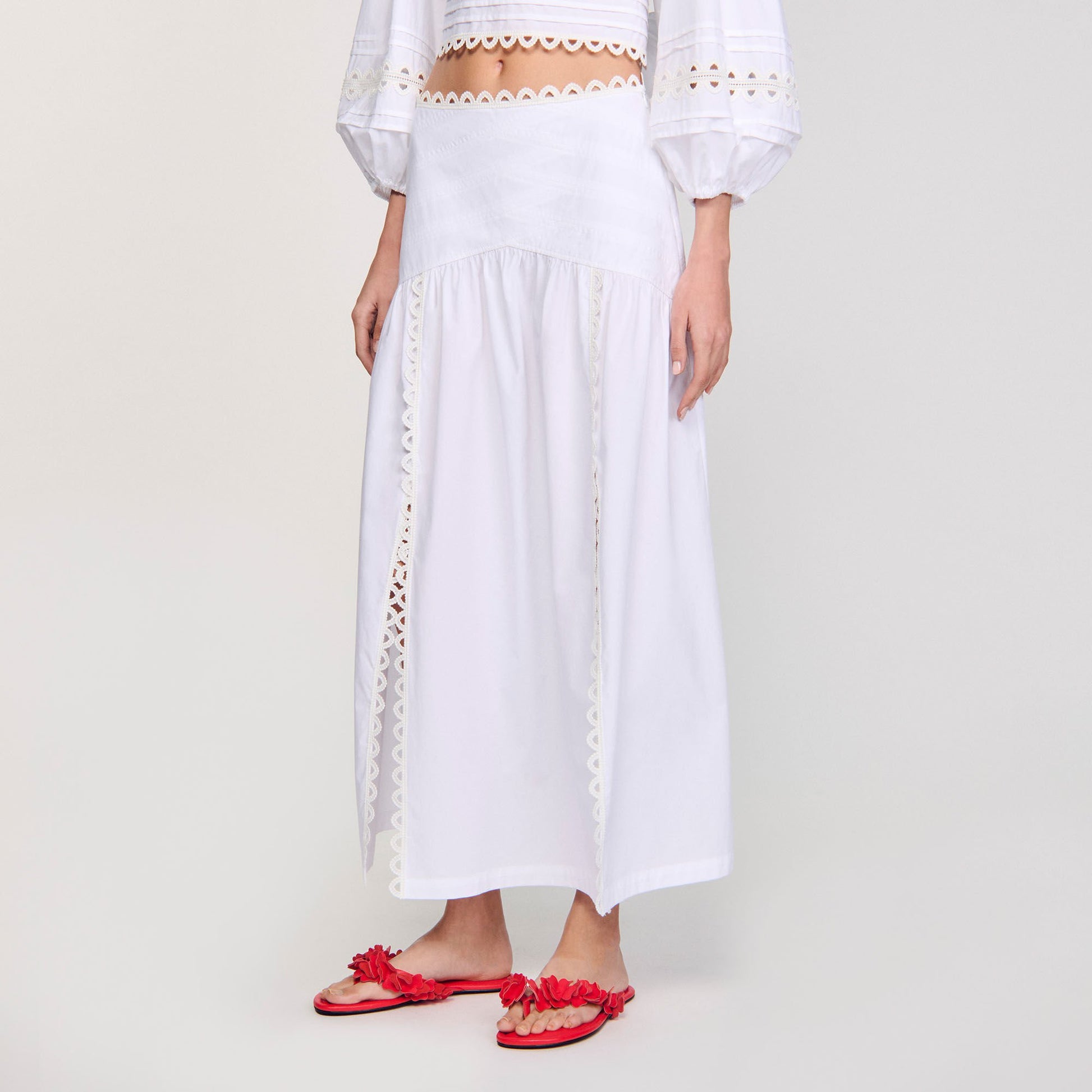 Sandro Maxi poplin skirt White