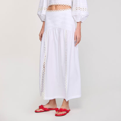 Sandro Maxi poplin skirt White