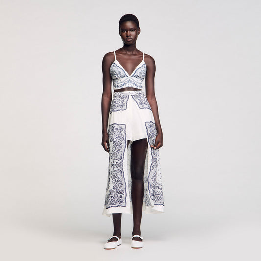 Sandro Bandana-motif skirt shorts White / Blue