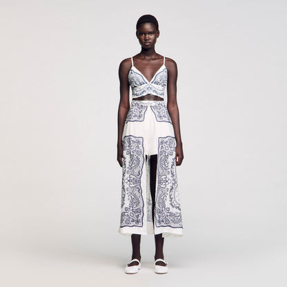 Sandro Bandana-motif skirt shorts White / Blue