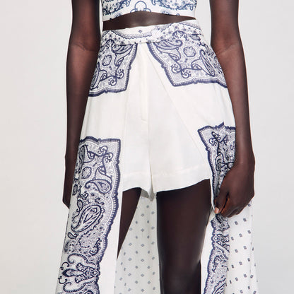 Sandro Bandana-motif skirt shorts White / Blue