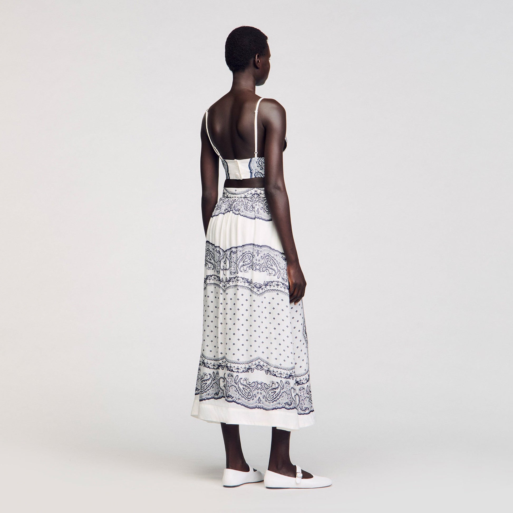 Sandro Bandana-motif skirt shorts White / Blue