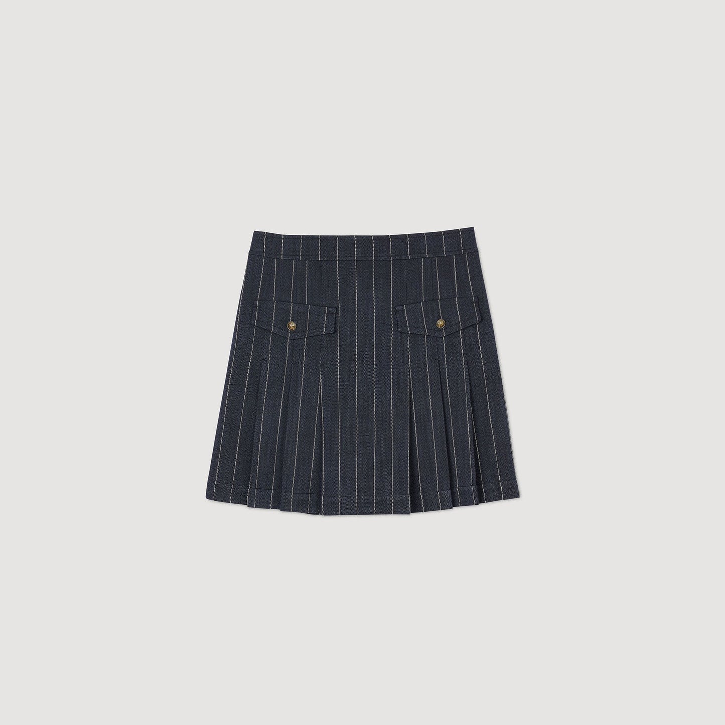 Sandro Mini striped pleated skirt Navy / Ecru