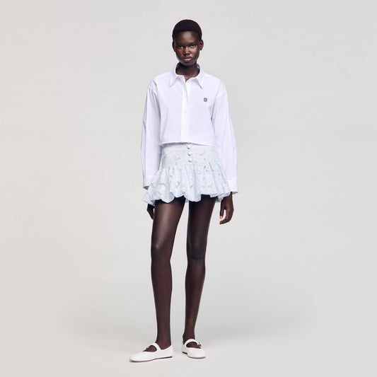 Sandro Mini guipure skirt Sky Blue