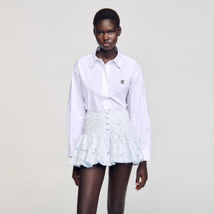 Sandro Mini guipure skirt Sky Blue