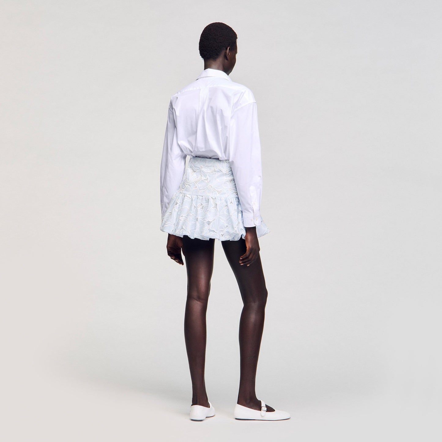 Sandro Mini guipure skirt Sky Blue