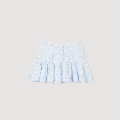 Sandro Mini guipure skirt Sky Blue