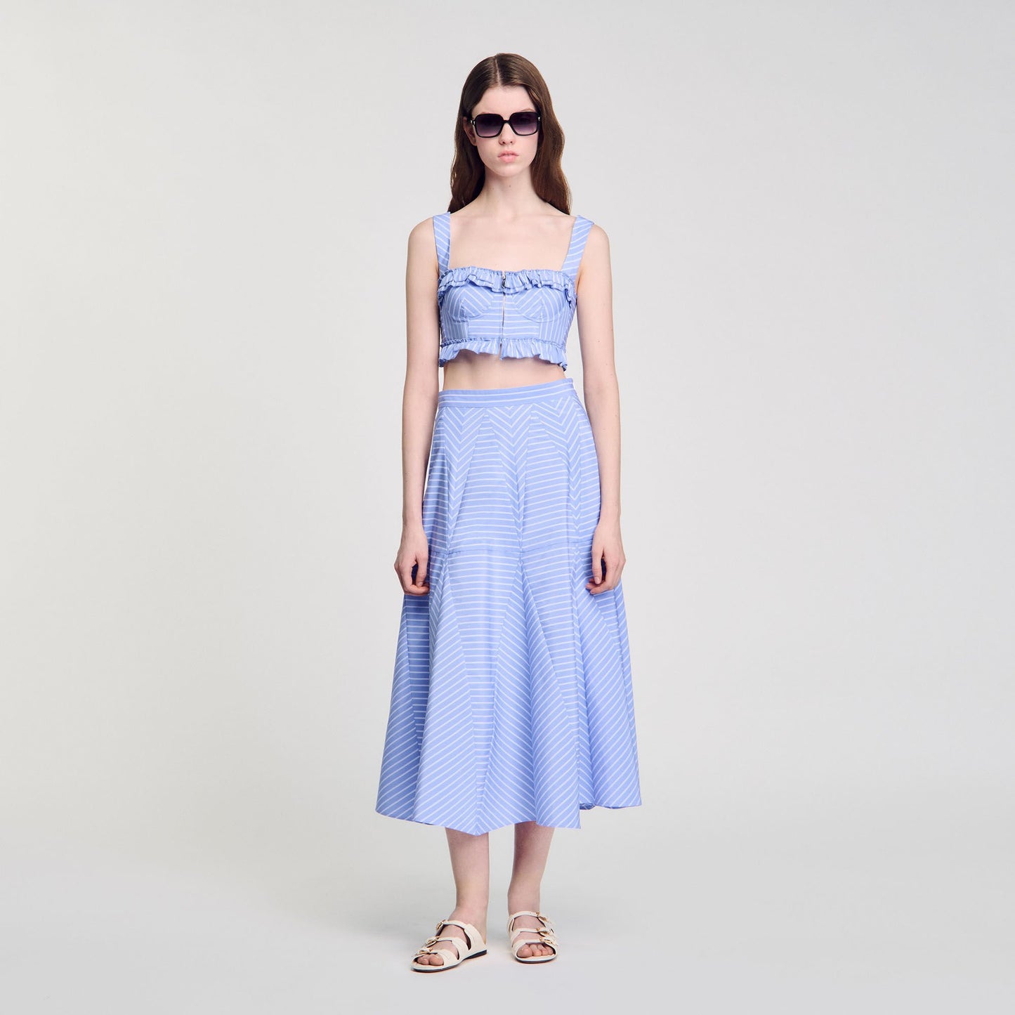 Sandro Maxi striped skirt Blu / White