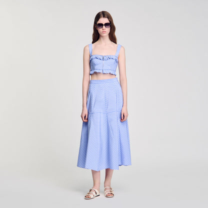 Sandro Maxi striped skirt Blu / White