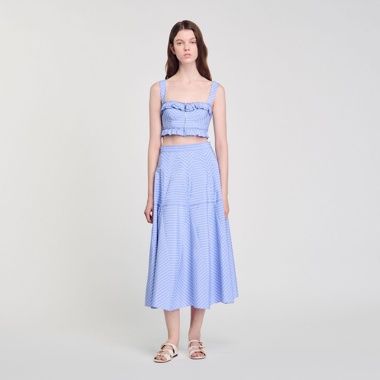 Sandro Maxi striped skirt Blu / White