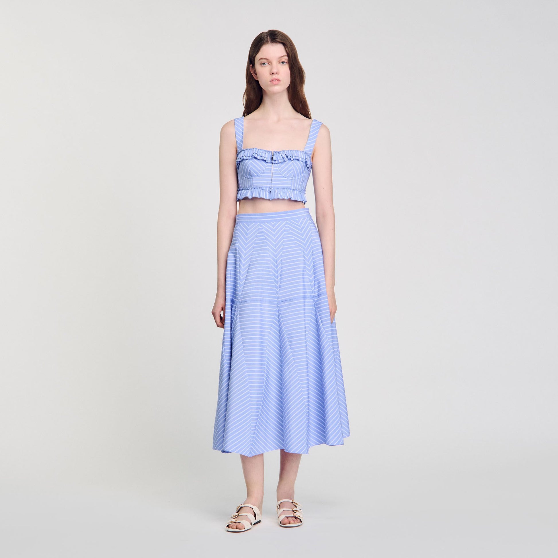 Sandro Maxi striped skirt Blu / White