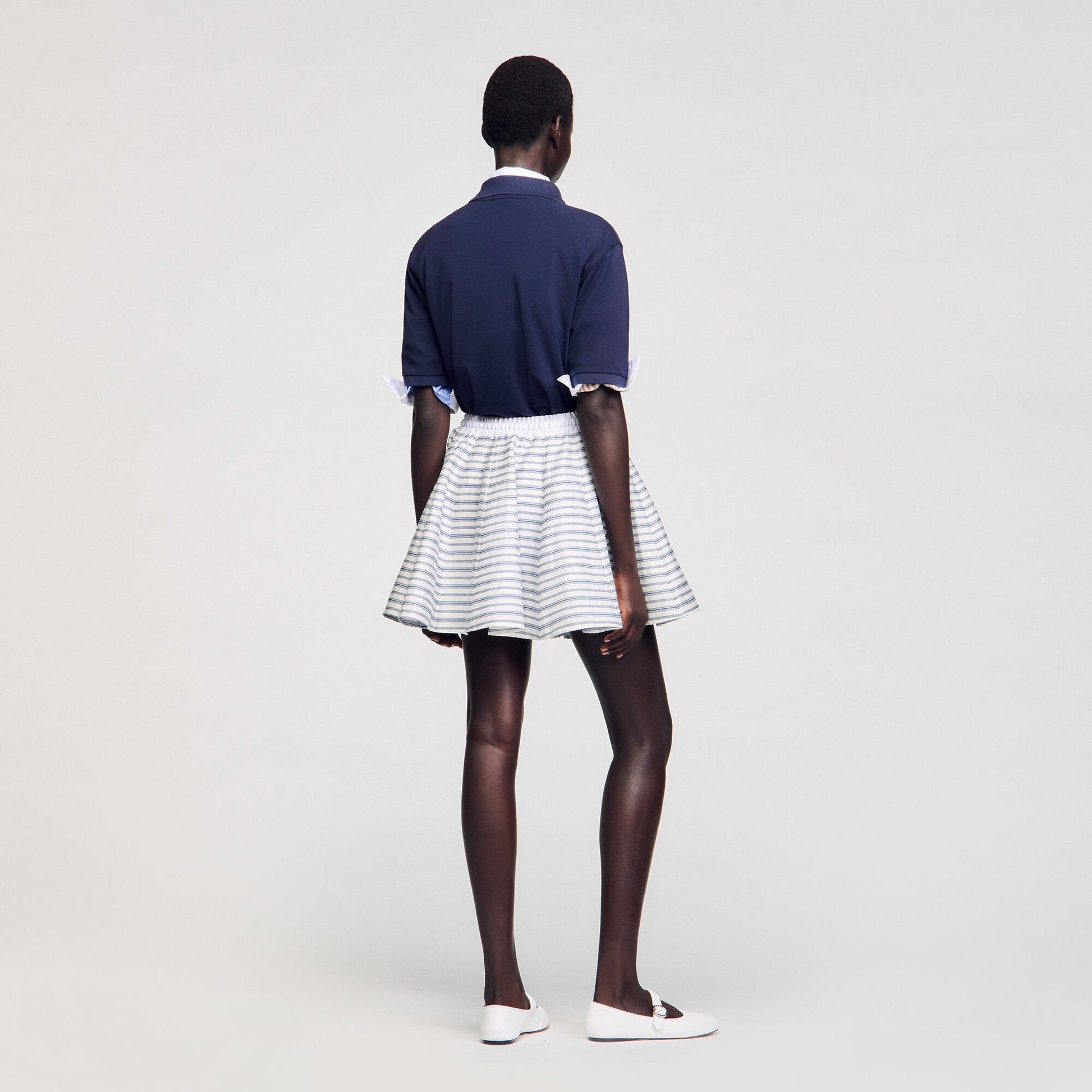 Sandro Spiral print skater skirt Blu / White