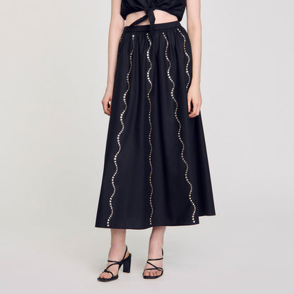 Sandro Maxi rhinestone skirt Black