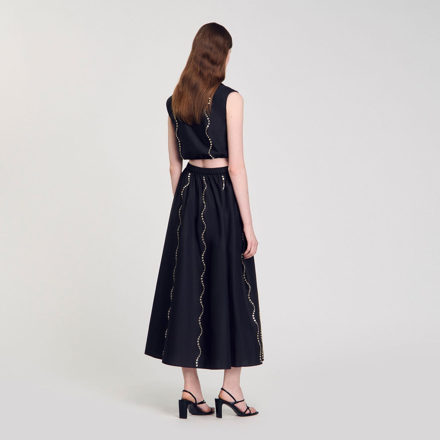 Sandro Maxi rhinestone skirt Black
