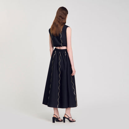 Sandro Maxi rhinestone skirt Black