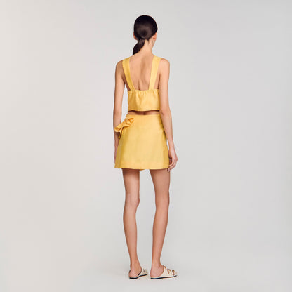 Sandro Mini skirt with ruffled detail Straw